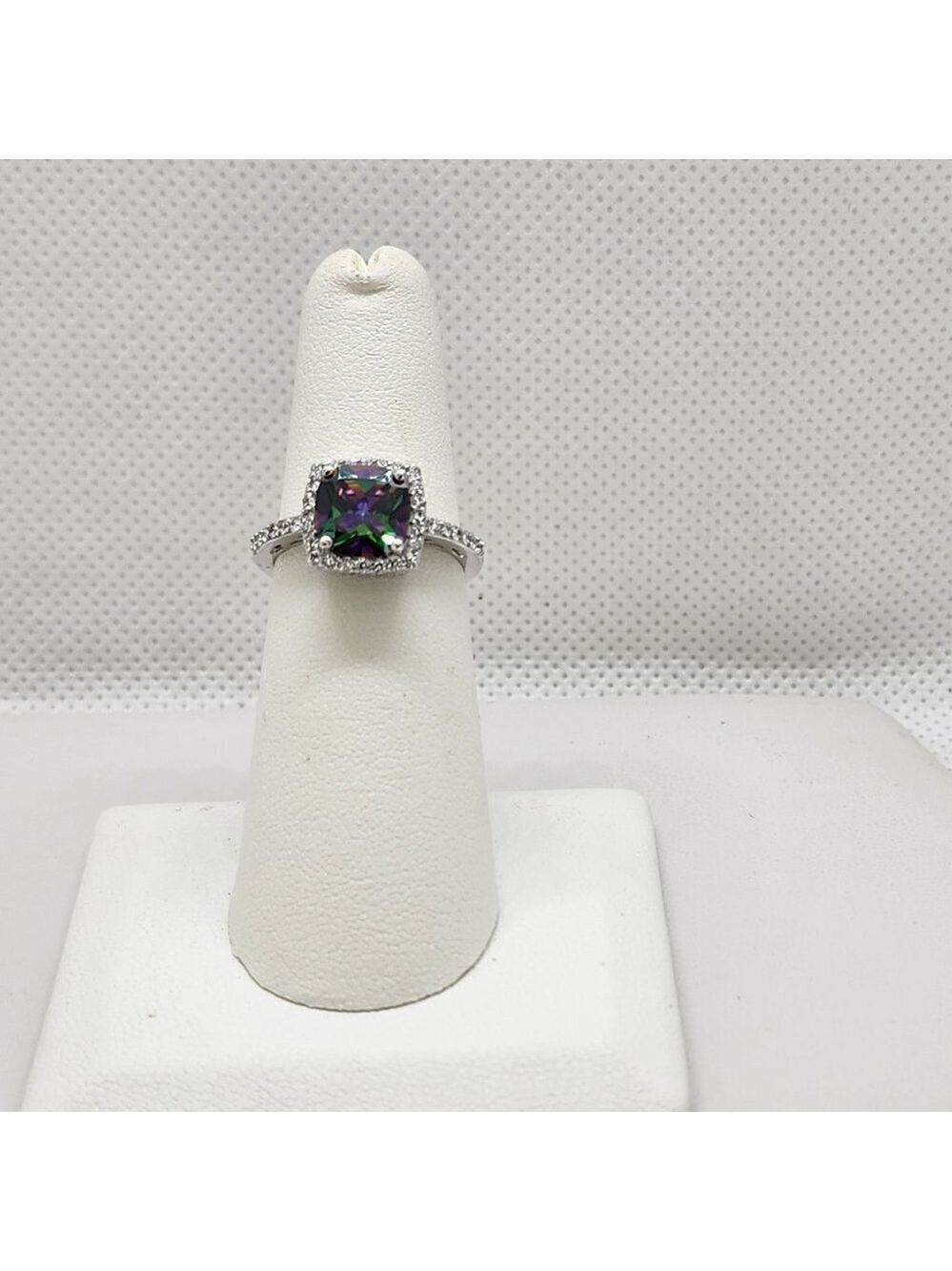 Brand New Sterling Silver 925 Multi Color Square Gemstone Ring